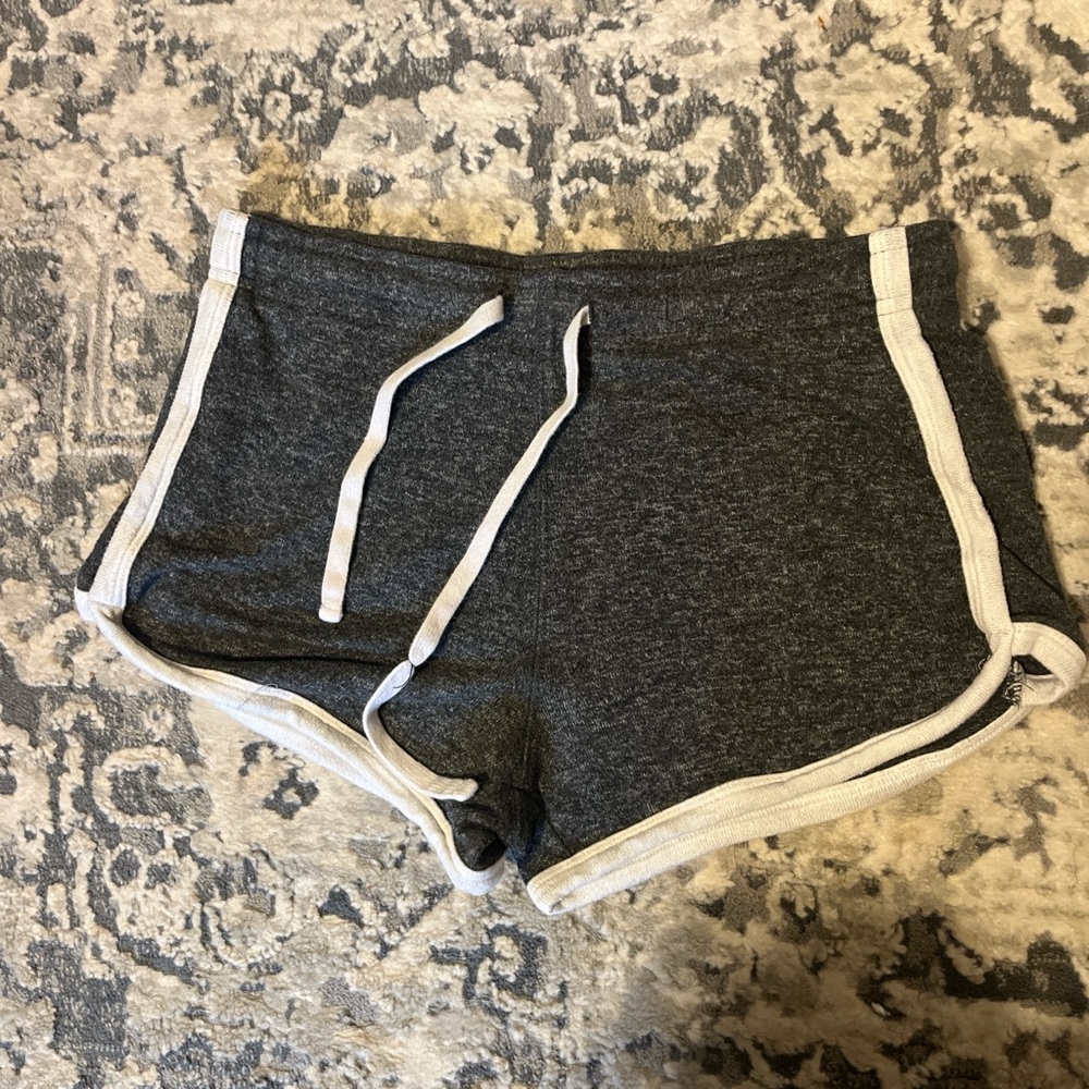 Gray Athletic Short Shorts with White Trim